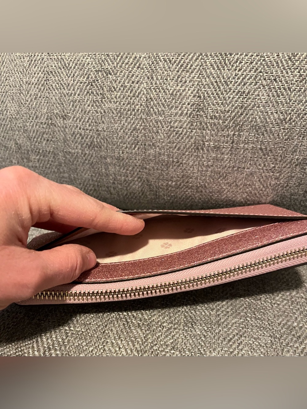 Kate Spade pink glitter zip around wallet - Picture 3 of 6